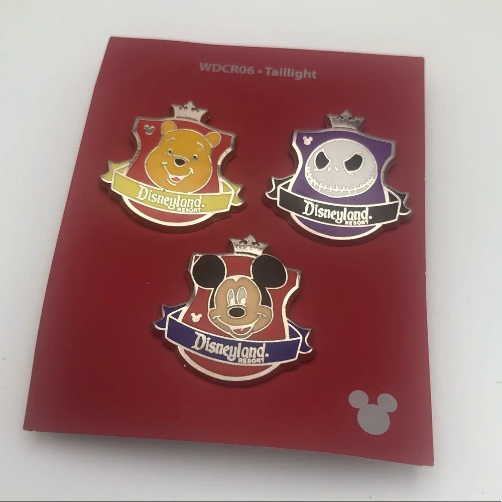 Bundle of 3 Disneyland Disney Official Trading Pins Hidden Mickey Crest Banners